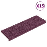 vidaXL Covorașe pentru scări, 15 buc., 65x21x4 cm, violet &icirc;nchis, cu margini dreptunghiulare 326205