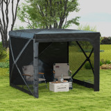 Outsunny Cort Copertina Pliabil de 2 x 2,5 m, Cort de Camping Rezistent la UV, Cort de Camping, Adapost pentru Evenimente, cu Perdele