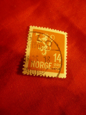 Timbru Norvegia 1926 val. 14ore Emblema, stampilat foto