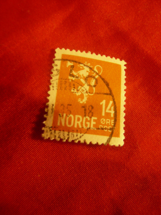 Timbru Norvegia 1926 val. 14ore Emblema, stampilat