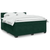 vidaXL Pat box spring cu saltea, verde &icirc;nchis, 180x200 cm, catifea 3288681