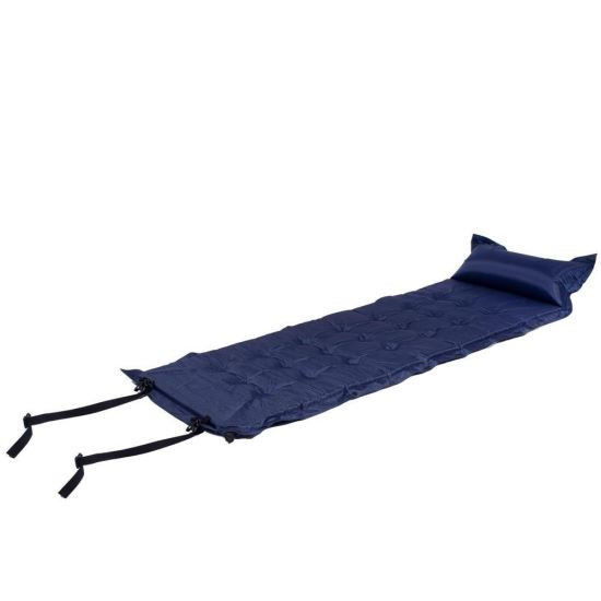 Saltea camping auto-gonflabila, matlasata, poliester si spuma PU, albastru, 193x68 cm, Springos GartenVIP DiyLine