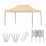 Foișor gradina pliabil 3x4.5m bej, cort pavilion metalic, tesatura Oxford 420D, terasa, evenimente
