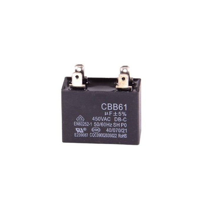 Condensator Pornire Motor elSales CBB61-4C-305 , Putere 3,5 uf, Tensiune 450 V, 4 Pini, Forma Dreptunghi,