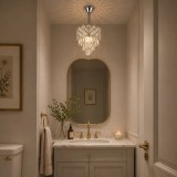 Candelabru Cristal, 3 x E14, Diametru 28 cm, Crom Lucios, Inaltime Reglabila