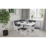 Cumpara ieftin Set bucatarie Siria, cu masa extensibila si 2 tabureti Alb Balaton