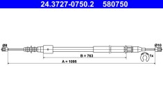 ATE 24.3727-0750.2 Cablu, frana de parcare