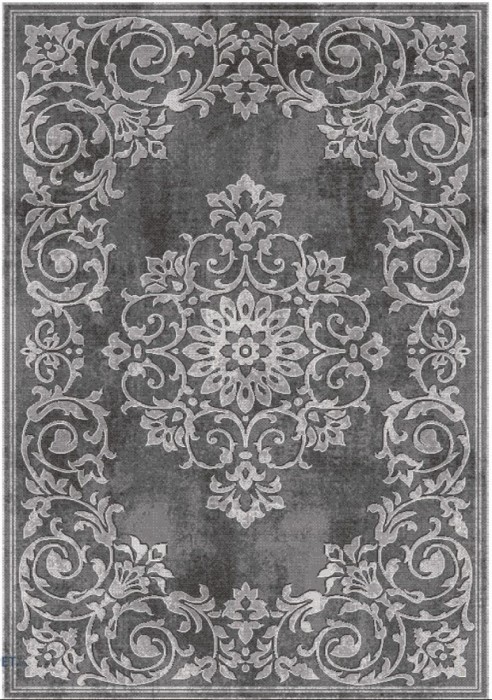 Covor Model Mira 24016-196, Marime 60 x 110 cm, Gri, Inaltime Fir 6 mm, Antialergic, Polipropilena, Living, Dormitor, Sufragerie, Birou