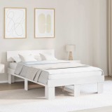 Cadru de pat cu headboard Alb 135 x 190 cm Lemn de brad solid