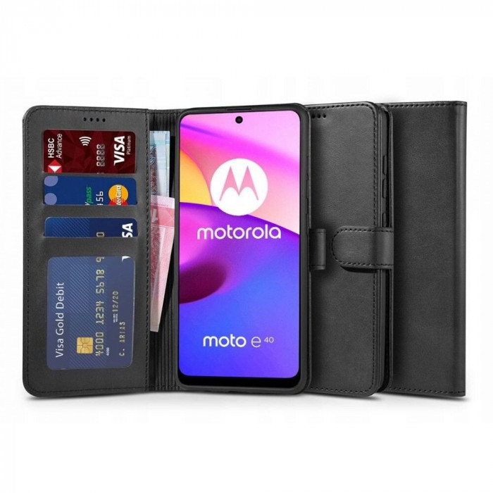 Husa Tech-Protect Wallet Wallet pentru Motorola Moto E20/E30/E40 Negru