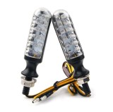 Set 2 Semnalizari LED Moto si Scuter Universale 12V, 10 LED-uri, Lumina Portocalie/Amber, Filet M10, Compatibil Scuter 4T GY6, Linhai, Atv, Negru, TM, Oem
