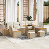 vidaXL Set de canapea pentru grădină cu 10 piese și perne bej din ratan sintetic Acacia
