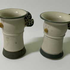 Doua vase din ceramica suedeza glazurata, designer Ingrid Lindstrom