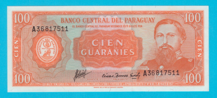 Paraguay 100 Guaranies L1952 &#039;Humaita&#039; UNC serie: A36817511