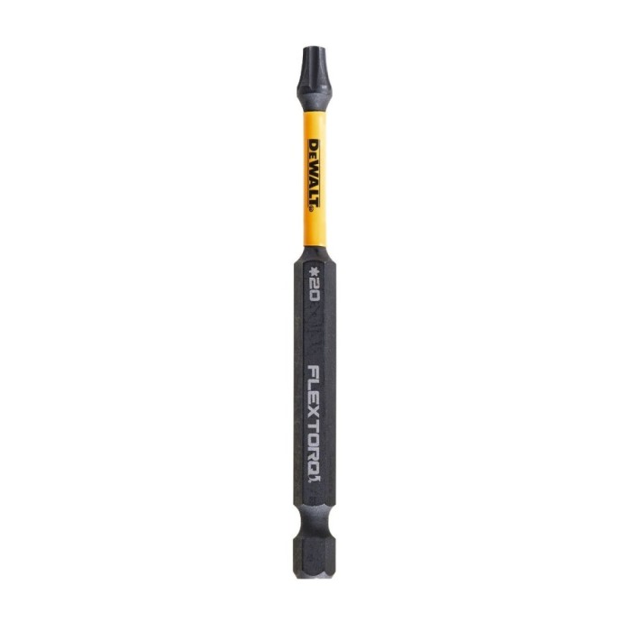 Set 2 biti pentru insurubare de impact, DeWalt Flextorq DT70568T-QZ, profil Torx, T 20, 89 mm