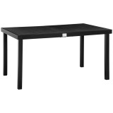 Outsunny Masă de grădină pentru 6 persoane Masă din aluminiu Mobilier de grădină Mobilier lounge ușor de &icirc;ntreținut plastic Negru 140 x 90 x 74 cm | A