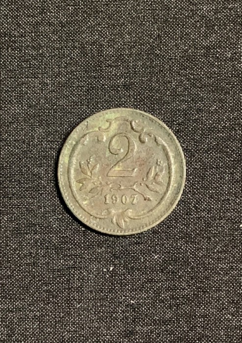 Moneda 2 heller 1907 Austria