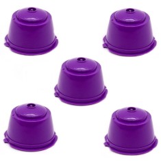 Set 5 Capsule cafea, reutilizabila, reincarcabila, compatibil Dolce Gusto, violet