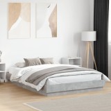 VidaXL Cadru de pat cu lumini LED, gri beton, 160x200 cm