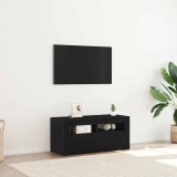 VidaXL Dulap TV cu LED, stejar negru, 90x35x40 cm, lemn prelucrat