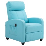 HOMCOM Fotoliu de Masaj cu 8 Moduri și 5 Intensități, Suport pentru Picioare și Telecomandă, 68x88x98 cm, Albastru | Aosom Romania