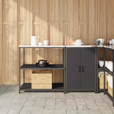 vidaXL Set de depozitare pentru bucătărie 2 pcs Negru 150 x 50 x 92 cm
