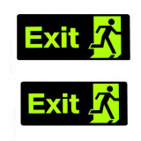 Set 2 stickere indicator cu mesajul &quot;Exit&quot;, florescente, 34 x 14 cm