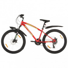 Bicicletă montană cu 21 viteze, roată 26 inci, 42 cm, roșu