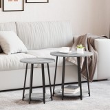 vidaXL Set 2 mese laterale, gri sonoma, lemn prelucrat și metal