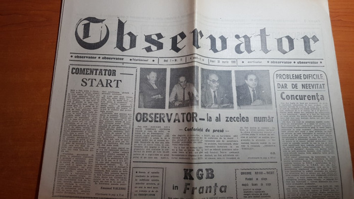 ziarul observator 30 martie 1990-articolul &quot; vesti din timisoara &quot;
