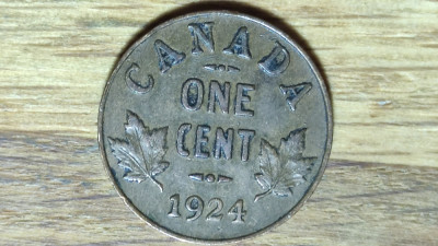Canada - piesa rara pt cunoscatori - 1 cent 1924 - George V - stare f buna ! foto