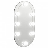 Oglindă ovală cu lumini LED, 40x20, cm, sticlă