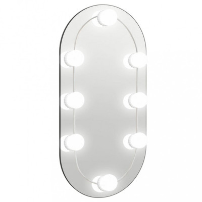 Oglindă ovală cu lumini LED, 40x20, cm, sticlă foto