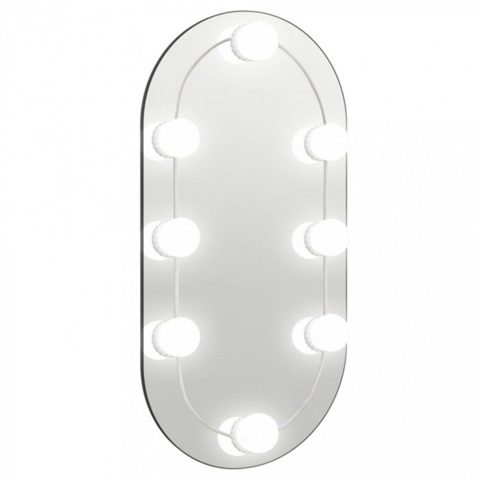 Oglindă ovală cu lumini LED, 40x20, cm, sticlă