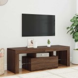 Comodă TV cu lumini LED, stejar maro, 120x35x40 cm