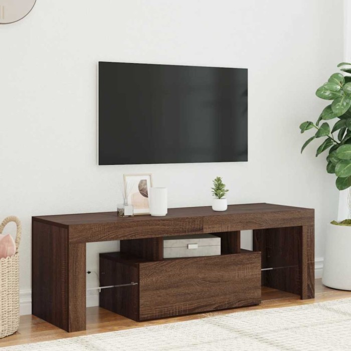 vidaXL Comodă TV cu lumini LED, stejar maro, 120x35x40 cm