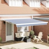 vidaXL Cortina Retractabilă Albastru și Alb 350 x 250 cm