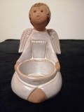 Suport de lumanare ceramica veche pictat manual in forma de inger JIE GANTOFTA Suedia