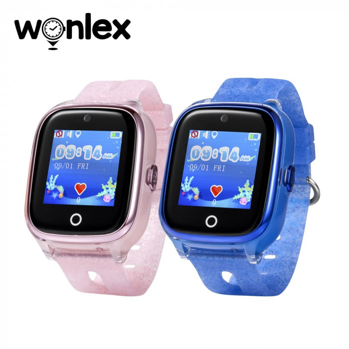 Pachet Promotional 2 Smartwatch-uri Pentru Copii Wonlex KT01 Wi-Fi, Model 2024 cu Functie Telefon, Localizare GPS, Camera, Pedometru, SOS, IP54, Roz +