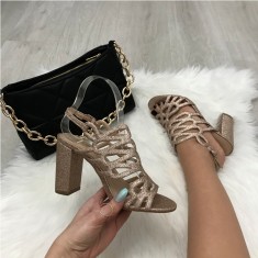 Sandale dama aurii cu toc marime 40+CADOU foto