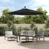 vidaXL Umbrelă &icirc;n consolă cu LED și st&acirc;lp din oțel, negru, 300 cm