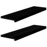 Cumpara ieftin Glafuri 2 buc maro-negru 90x30x2 cm lemn masiv de stejar