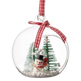 Glob Brad de Crăciun, Om de Zăpadă, Transparent, 8 cm, Sticlă, Oem