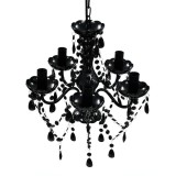 Lustră de cristal, 5 becuri, negru