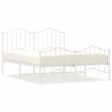 Cumpara ieftin Cadru pat metalic cu tablie de cap/picioare , alb, 135x190 cm