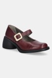 Fly London pantofi de piele HUVI044FLY culoarea bordo, cu toc drept, P145044010
