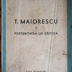 T. MAIORESCU SI POSTERITATEA LUI CRITICA-EUGEN LOVINESCU