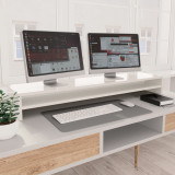 VidaXL Suport monitor, alb extralucios, 100x24x13 cm, lemn prelucrat