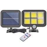 Lampa solara de perete FOXMAG24, 6 x COB LED, cu panou solar polisiciliu detasabil, senzor miscare, telecomanda, rezistenta la apa