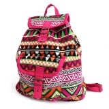 Rucsac Dama Etno Roz, Jacquard, 28x32cm, Stil India, Buzunare Interior/Exterior, Bretele Confortabile